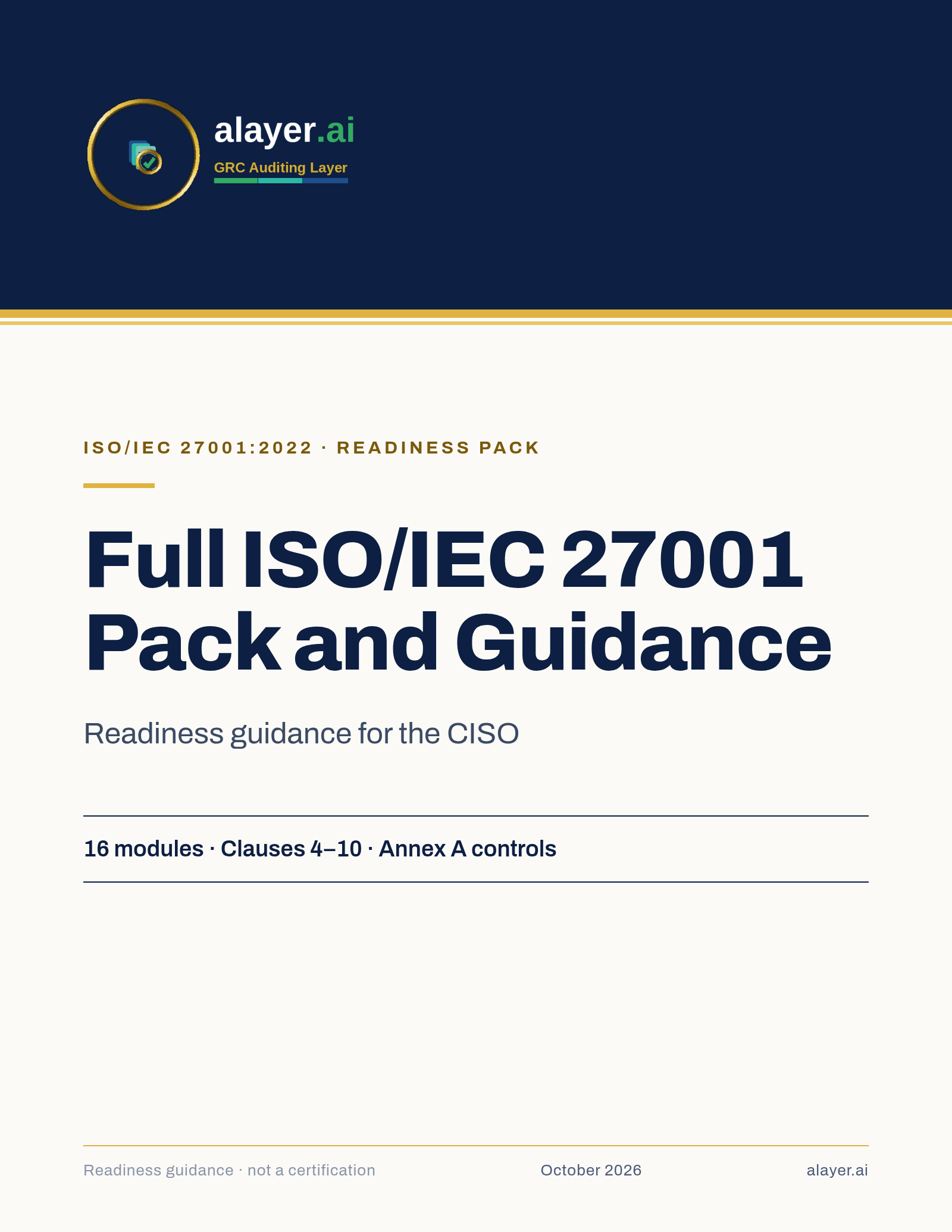 Full ISO/IEC 27001 Pack cover: 16 modules, 25 editable files